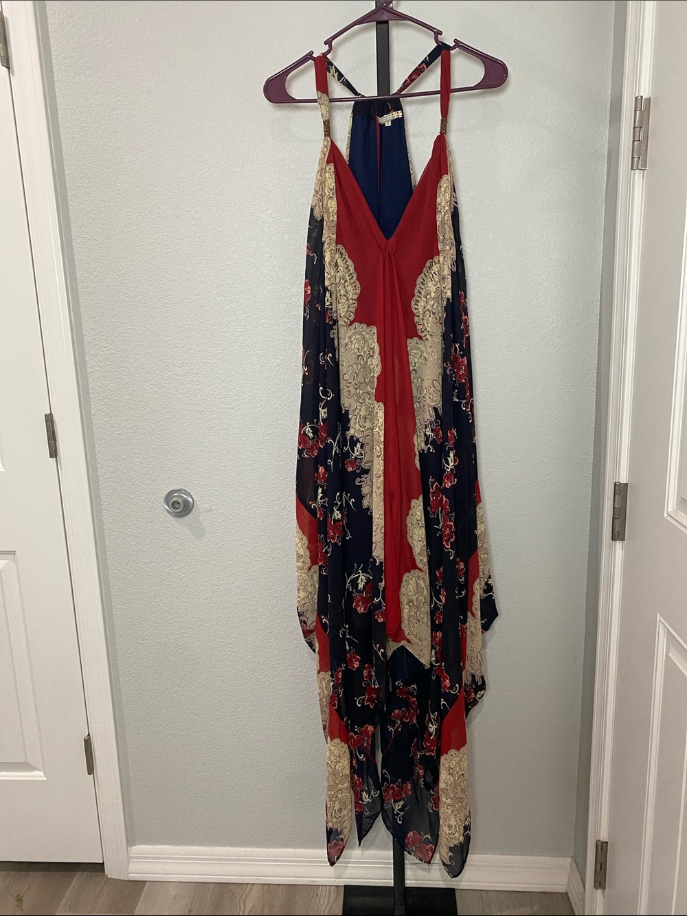 gimmicks by BKE Red, Navy & Cream Floral Maxi Dress